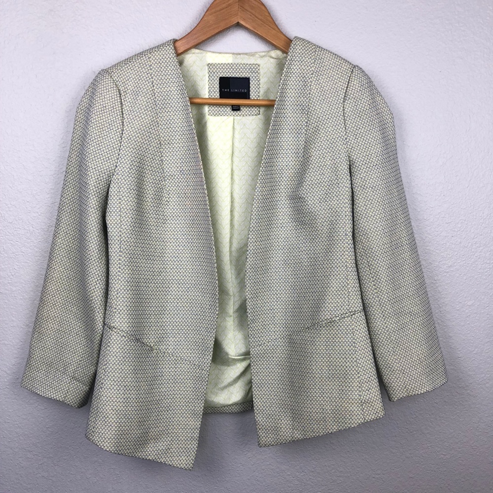 The Limited Tweed Blazer | XS | Blue/Green/Yellow